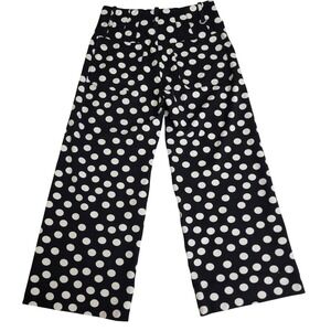 Anthropologie Maeve Colette Wide-leg Cropped Ponte Pants 26P Black White Dot